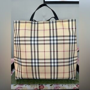 Burberry Classic Check Beige and Black Plaid Tote